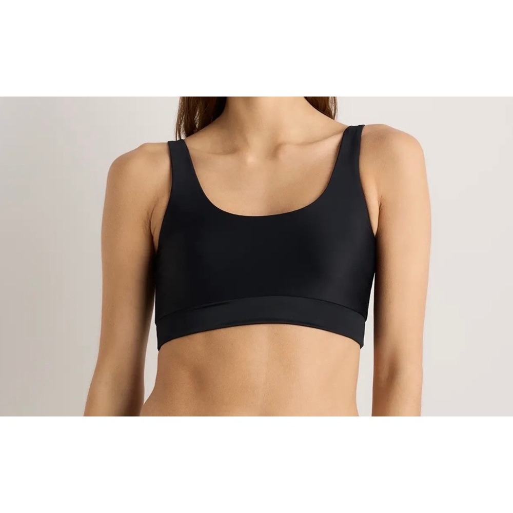 NWT Quince Womens Italian Tank Bikini Top Medium Padded Sustainable Black